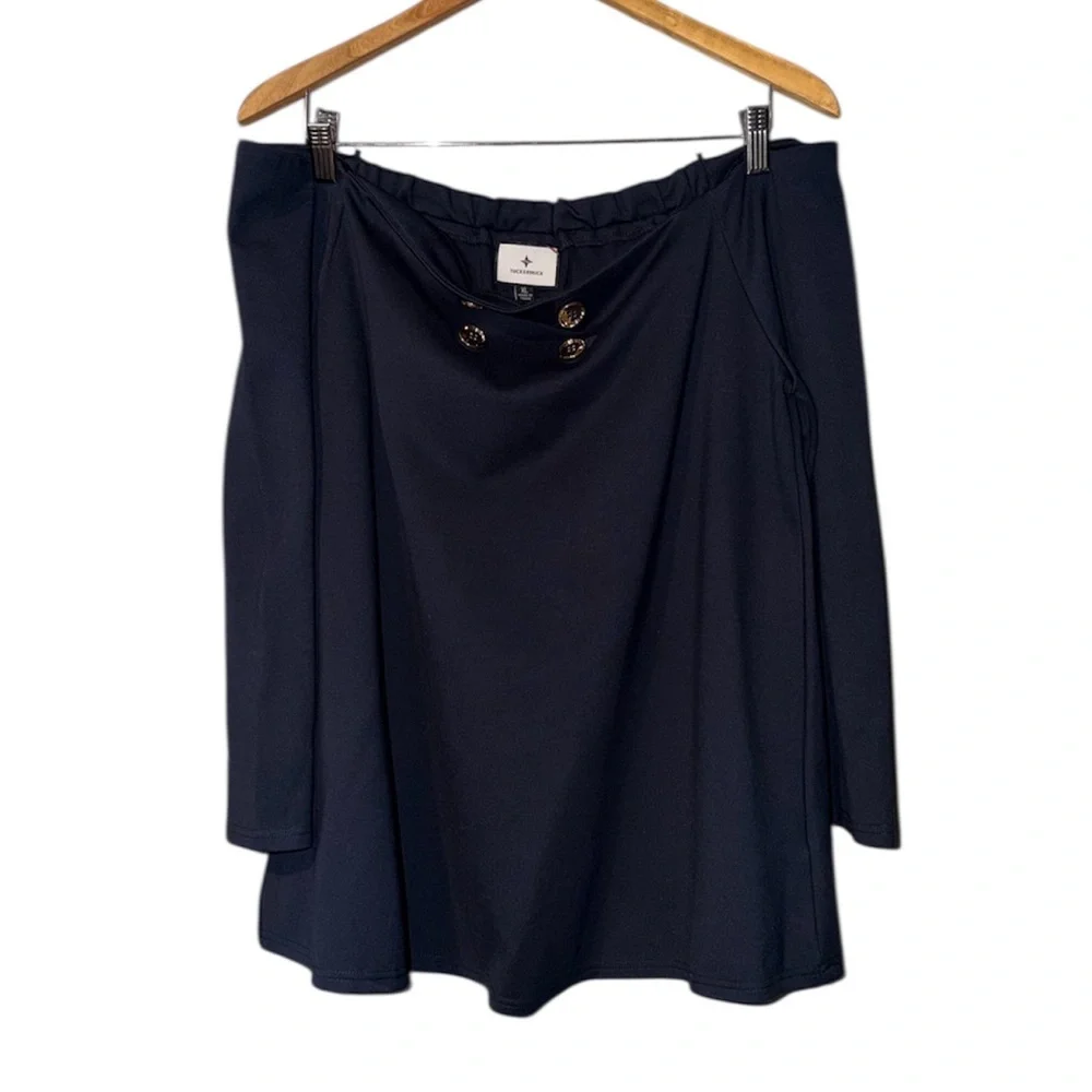 Tuckernuck Miranda Off Shoulder Top In Navy Blue Size XL - Picture 2 of 6